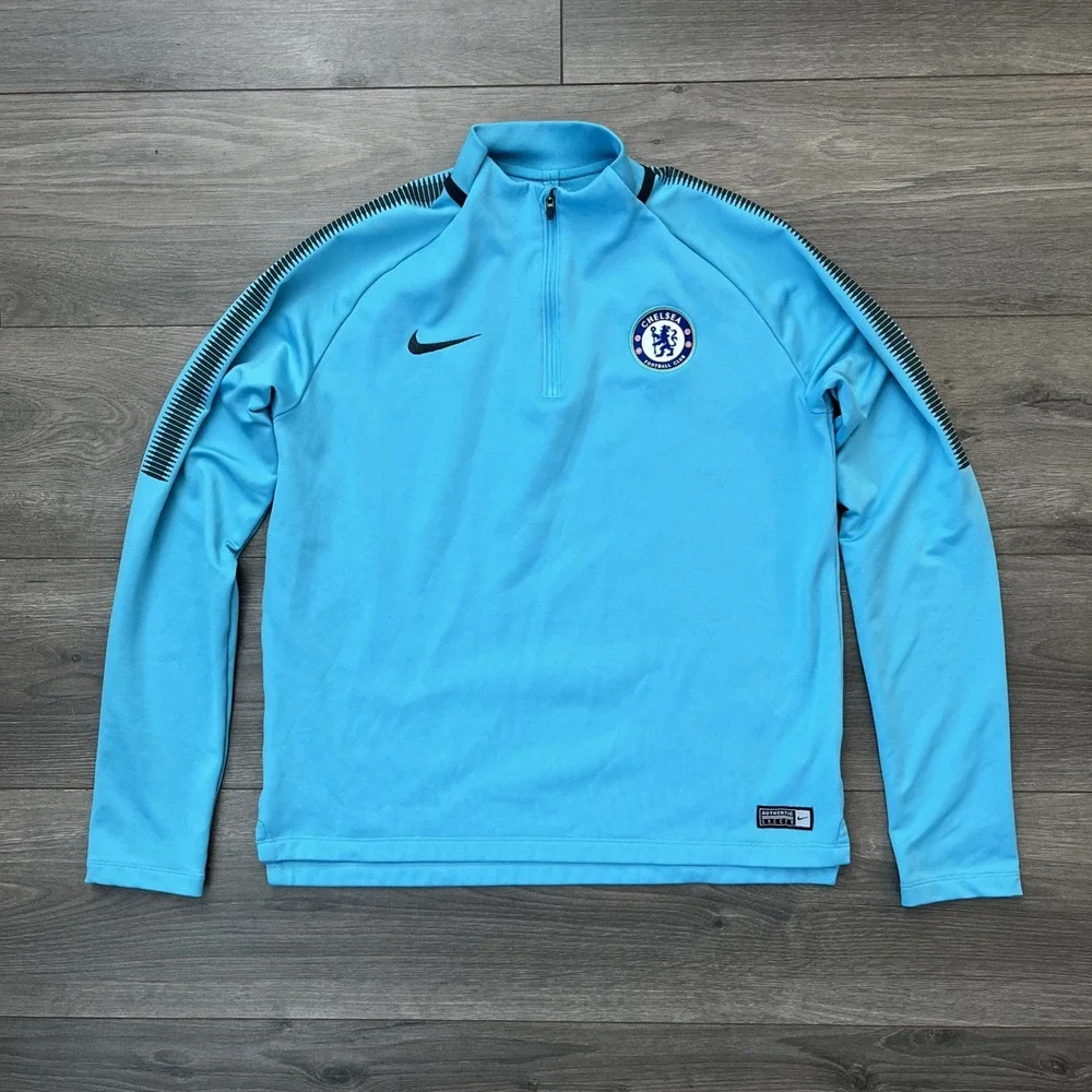 Nike Chelsea FC Youth Boys XL 1/4 Zip Pullover Sweatshirt Blue